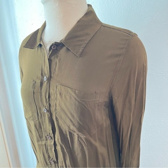 NWT French Connection Brown Button Front Shirt Dress Size 6 - Picture 2 of 7